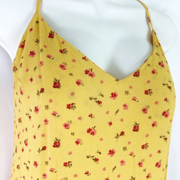 Reformation Crimini, Gwen Yellow Floral Print, Midi Slip Dress (8) Leg Slit - Picture 3 of 14